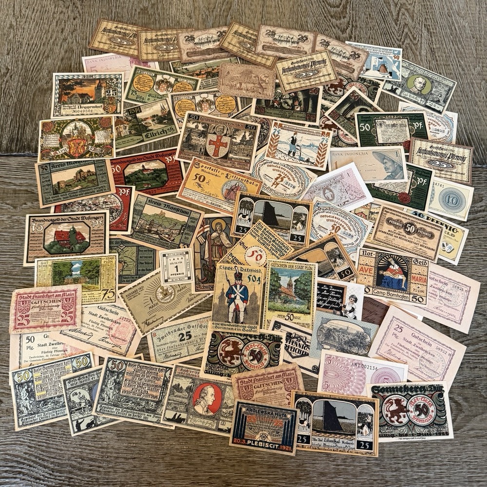 Lot of 73 Pieces German Notgeld Banknotes Mixed